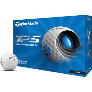 TaylorMade TP5 Golfballen + GOLFDRIVER.NL LOGO - Wit - 12 Stuks