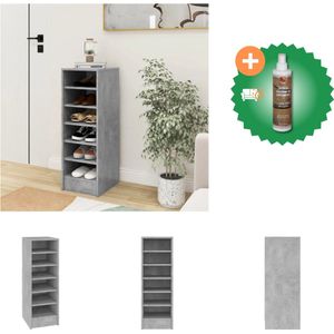 vidaXL Schoenenkast 31-5x35x90 cm spaanplaat betongrijs - Schoenenkast - Inclusief Houtreiniger en verfrisser