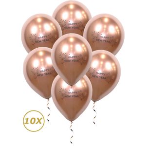 Oud En Nieuw Versiering 2024 Happy New Year Ballonnen Nieuw Jaar Feest Artikelen Decoratie Helium Rose Goud – 10 Stuks
