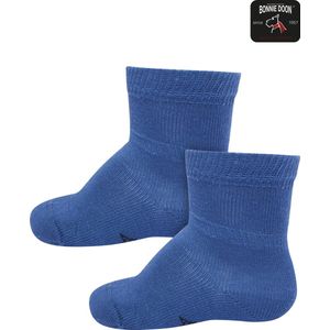 Bonnie Doon Basic Sokken Baby Blauw 4/8 maand - 2 paar - Unisex - Organisch Katoen - Jongens en Meisjes - Stay On Socks - Basis Sok - Zakt niet af - Gladde Naden - GOTS gecertificeerd - 2-pack - Multipack - Blauw - Moonlight Blue - OL9344012.288