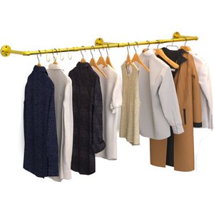 unho industriële buis kledingrek - Doeken ophangrek - wand kledingrek - heavy duty kledingrek - 180cm lange buis kledingrek - afneembare wandrail voor kleding