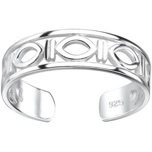 Zilveren ellipse teenring | One size fits all - Toe Ring Adjustable | Zilverana | Sterling 925 Silver (Echt zilver)