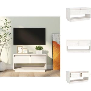 vidaXL Zwevend Tv-meubel - Wit - 74x34x40 cm - Massief Grenenhout - Kast