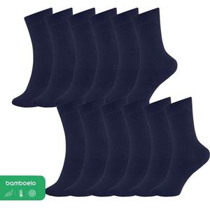 Emre Socks - 12 Paar - Bamboe Sokken - Dames en Heren - Zakelijk en Dagelijks Leven - Lange Sokken - Antibacterieel Sokken - Zacht en Ademend - Luxe Marineblauw - Maat 39/42
