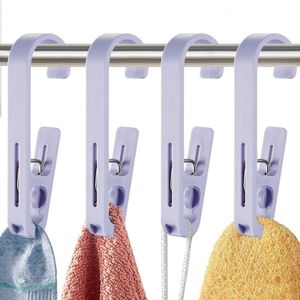 4 stuks washaken met klemmen, kleerhangerklemmen voor sokken, laarzen, beha's, handdoeken, sterke kunststof kledingstiften voor badkamer, kledingkast, keuken, kantoor (lichtblauw)