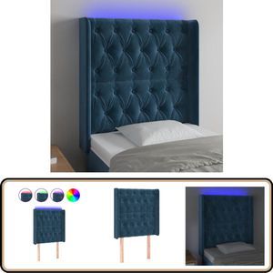 vidaXL Hoofdbord - LED - Fluweel - Donkerblauw Hoofdboard - Led Hoofdbord - Velvet Hoofdbord - Blauw Hoofdbord - Slaapkamersdecoratie