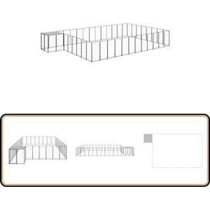 vidaXL Hondenkennel 30,25 m² - Zwart & Staal Hondenkennel - Puppyverblijf - Hondenhok - Outdoor Hondsnest - Dierenvoliere