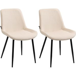 In And OutdoorMatch Eetkamerstoelen Katelyn - Crème - Set van 2 - Fluweel - Hoge kwaliteit bekleding - Stijlvolle eetkamerstoelen - Luxe uitstraling