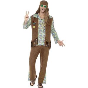 Smiffy's - Hippie Kostuum - Crosby High Hippie - Man - Bruin - Small - Carnavalskleding - Verkleedkleding