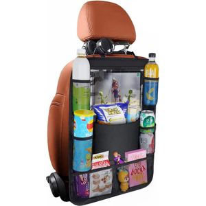 Reistafel Autostoel Organizer - 600D Waterdichte Oxford-stof - Auto Achterbank - Aanraakbare Tablethouder - Mesh-vakken - Kinderspeelgoed - Zwart Reistafel