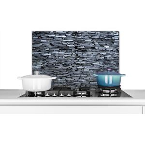Spatscherm keuken 60x40 cm - Kookplaat achterwand Grijze gekleurde stenen muur - Muurbeschermer - Spatwand fornuis - Hoogwaardig aluminium