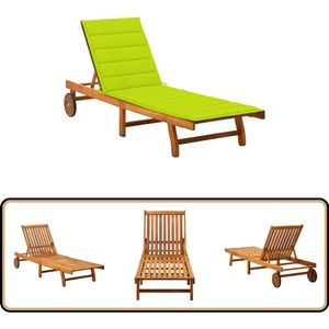 vidaXL Ligbed met Kussen - Massief Acaciahout Ligbed - Lounge Stoel - Tuinset - Buitendecor - Tuin Meubels