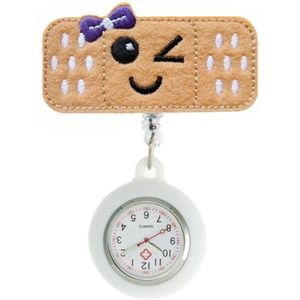 Fako® - Verpleegstershorloge - Zusterhorloge - Roller Pleister - Emoji Strikje Paars - Wit