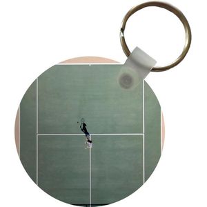 Sleutelhanger - Tennis - Veld - Groen - Plastic - Rond - Uitdeelcadeautjes