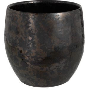 J-Line bloempot Antique Smokey - keramiek - zwart - large - Ø 21.5 cm