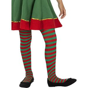 FUNIDELIA Rood en groen gestreepte elf panty's voor meisjes Kerst