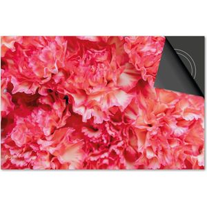 Inductie beschermer 65x52 - afdekplaat inductie mat - Dietrix Kookplaat beschermer - DELUXE - Flowers 12 - Pioen fuchsia