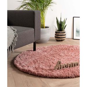 Rond hoogpolig vloerkleed - Cozy Shaggy - roze 160 cm rond