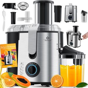 KESSER® Slowjuicer - Sapcentrifuge voor Fruit en Groenten 1100W Sap Juicer met 2000ml Pulpcontainer en 1000ml sapreservoir - Zilver / Zilver