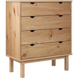 vidaXL - OTTA - Ladekast - Grijs - Massief Grenenhout - 4 Lades