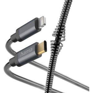 Hama Metal USB-C naar Lightning kabel - Oplaadkabel geschikt voor iPhone / iPad - MFI gecertificeerd - Power Delivery - 3A USB2.0 - 480Mbps - 150cm - Antraciet