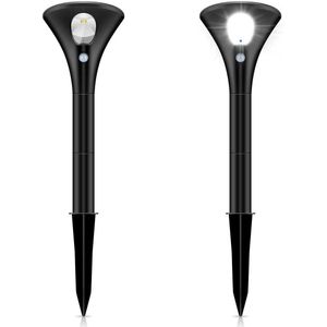 FlinQ Spike - Tuinverlichting op Zonne Energie - Solar Buitenverlichting - LED Buitenlamp met Dag en Nacht Sensor - Krachtige Verlichting voor Buiten in de Tuin - Tuinlamp Waterdicht - 2 Stuks