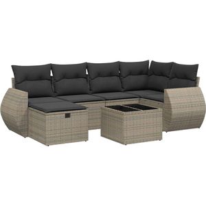 vidaXL 7-delige Loungeset poly rattan grijs