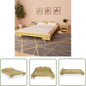 vidaXL Bamboe Bedframe 140x200 cm - Natuurlijk & Duurzaam Bamboe Bed - Tweepersoons Bed - Houten Bed - Natuurlijkt Bed - Design Bed