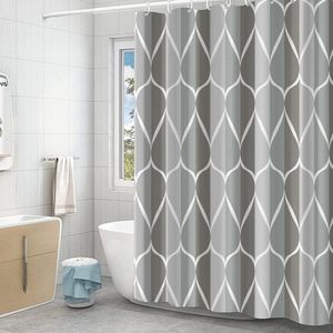 Goodivery ® Douchegordijn, 180 x 180 cm, waterdicht, textiel, wasbaar, met 12 douchegordijnringen, polyester douchegordijn met gewicht onderaan, meerkleurig golven, grijs, ombre douchegordijn, badkuip
