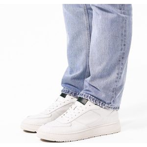 Manfield - Heren - Witte leren sneakers - Maat 40