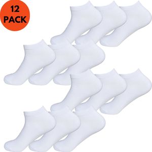 Enkelsokken Heren Dames | Katoen | Unisex | 12-Pack | Wit | Maat 35-40 | Korte Sokken | Enkelsokken Unisex