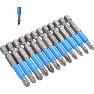 12 stuks magnetische impact driver bits voor draadloze schroevendraaier - 50 mm 1/4 inch zeskantschacht