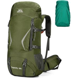 Avoir Avoir®- Hiking Backpack 60L -Leger Groen-Groot Capaciteitsontwerp - Waterdicht Nylon - 35x23x72cm - Ingebouwd Drinksysteem - Backpacks-systeem - Reflecterende Strips - Inclusief Regenhoes- Rugzak - Bol.com