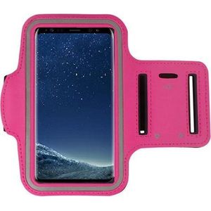 Geschikt voor Samsung Galaxy A71/ A71 5G hoes Sportarmband Hardloopband hoesje Roze Pearlycase