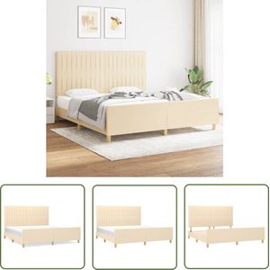 The Living Store Bedframe zonder matras stof crèmekleurig 180x200 cm - Bed Frame - Creme Kleur - Boxspring Bed - Tweepersoons Bed - Stapelbed