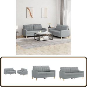 vidaXL Loungeset 2-delig - Lichtgrijs - Inclusief Kussens Loungeset - Tuinmeubelen - Lounge Set - Buiten Meubilair - Stoffen Bank