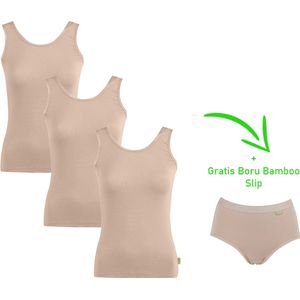 Bamboo Dames Hemd - Super zacht Antibacterieel - Perfect draagcomfort - 95% Bamboo - 3 stuks - 1 stuk Bamboo slip - Cadeau - beige - XL