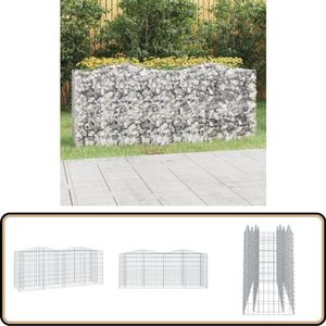 vidaXL Schanskorf 200x50x100 cm - Gegalvaniseerd IJzer Schanskorf - Gabion - Tuinborder - Sierhekwerk - Plantbak