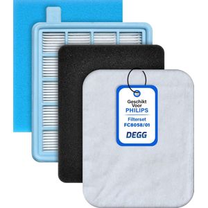 DEGG® - Filterset Geschikt Voor Philips PowerPro Compact en PowerPro Active - Vervangt Philips FC8058/01 - Replacement Kit - Allergie Filter - Stofzuigerfilter - 2x Motorfilter & 2x Uitblaasfilter