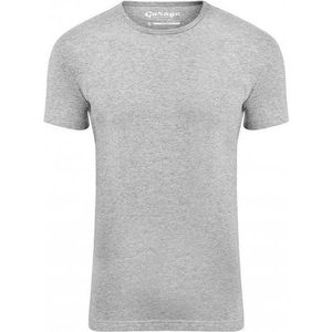 Garage 201 - Bodyfit T-shirt ronde hals korte mouw grijs melange S 80% katoen 15% viscose 5% elastan