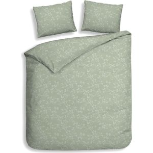Heckettlane Dekbedovertrek Alloro - Effen Bedlinnen - 260x220 - Groen - Dekbedhoes van 100% Katoen-Flanel