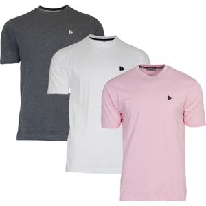 3-Pack Donnay T-shirt (599008) - Sportshirt - Heren - Charcoal-marl/White/Shadow pink (579) - maat 3XL