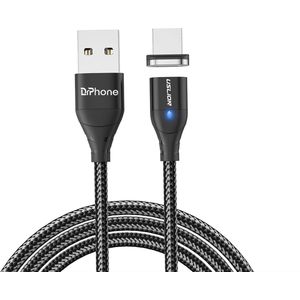 DrPhone USLION Series - 2 Meter - Magnetische Gevlochten 3A Micro USB Kabel - Oplaadkabel - Qualcomm 3.0 – Data + Oplaad - Zwart