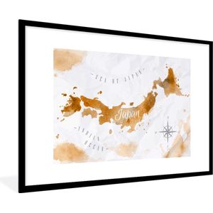 Fotolijst incl. Poster - Verf - Japan - Wereldkaart - 120x80 cm - Posterlijst