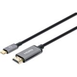 MH Cable, HDMI 4K@60Hz, USB-C Male/HDMI Male, 2m, Black, Polybag