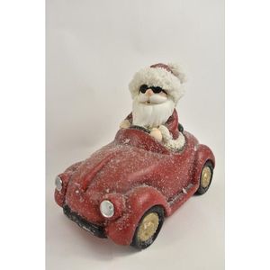Kerstfiguren - Kerstman In Auto 35x28 Cm