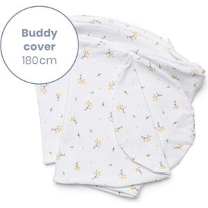 Doomoo Buddy Cover - Hoes voor Voedingskussen Buddy - Biologisch Katoen - 180 cm - Flower Yellow