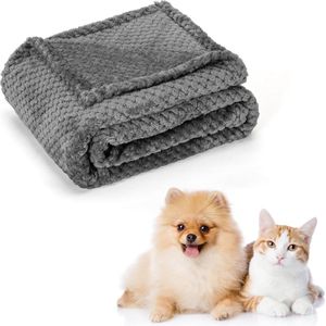 Bastix - Hondendeken, zachte fleecedeken, wasbaar dek voor huisdieren, honden, katten, puppy's, zachte warme mat, grijs, 80 x 80 cm
