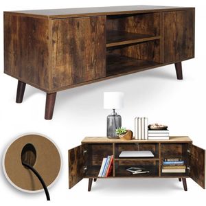 GoodVibes - Vintage TV Meubel - TV Tafel - Televisiemeubel - Max. 65 Inch - Met Kabel Opening - 110x50x40cm - Donkerbruin