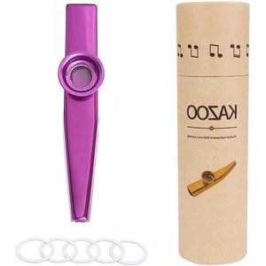 Kazoo van Metaal - Aluminium Kazoo met 5 Fluitmembranen en Doos - Paars - Geschikt voor Ukelele en Gitaar